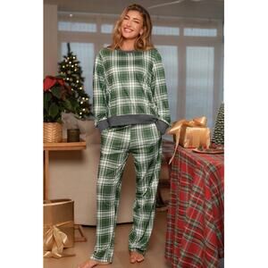 Cupshe Green Plaid Pajama Set XL New Christmas Lounge Set Holiday Sleepwear
